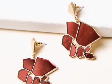 Abstract Stained Glass Earrings in Red Online Hot Sale