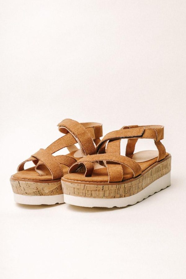 Sara Platform Sandals in Camel Online now