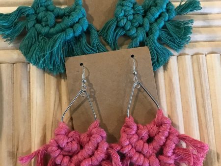 Pink macrame earrings Online