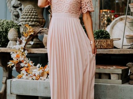 Isabel Lace Maxi Dress in Pink Hot on Sale