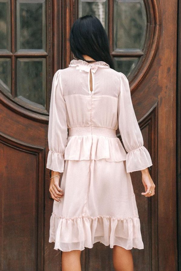 Crystal Ruffle Dress in Pink For Discount