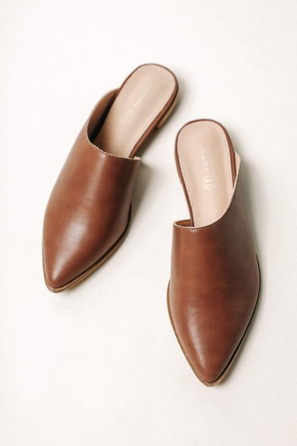 Sangria Asymmetrical Mules in Brown Fashion