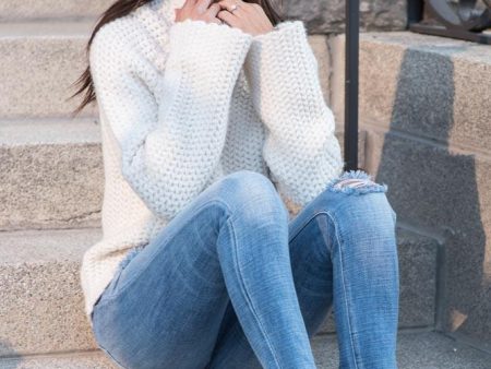 Camila Funnel Neck Sweater in Ivory Hot on Sale