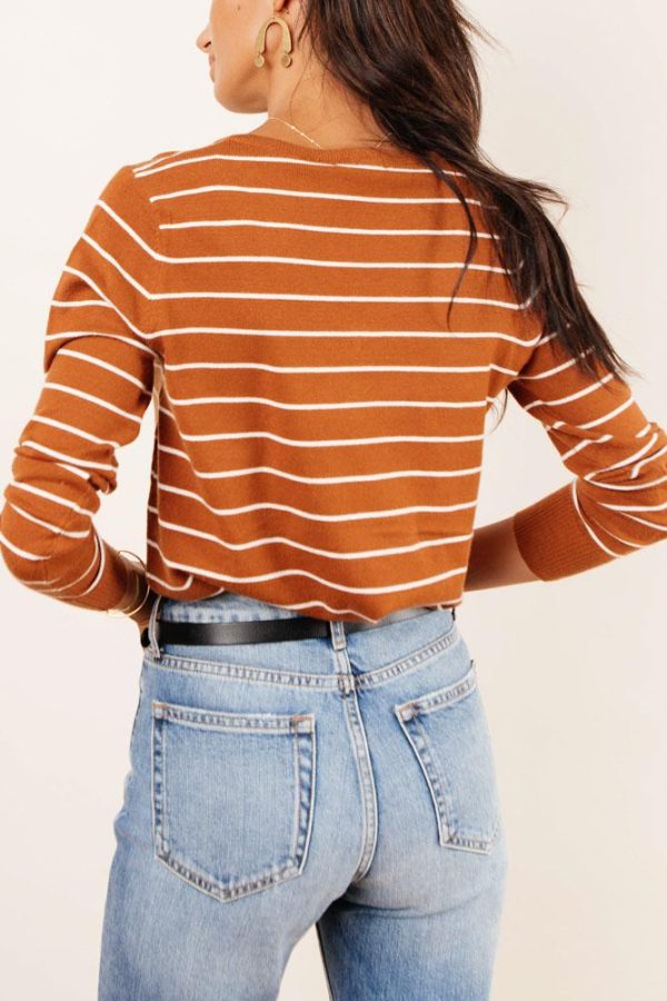 Jordyn Striped Sweater in Rust Online Hot Sale