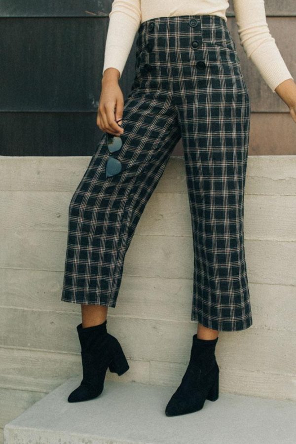 Lush High Waist Plaid Culottes Online now