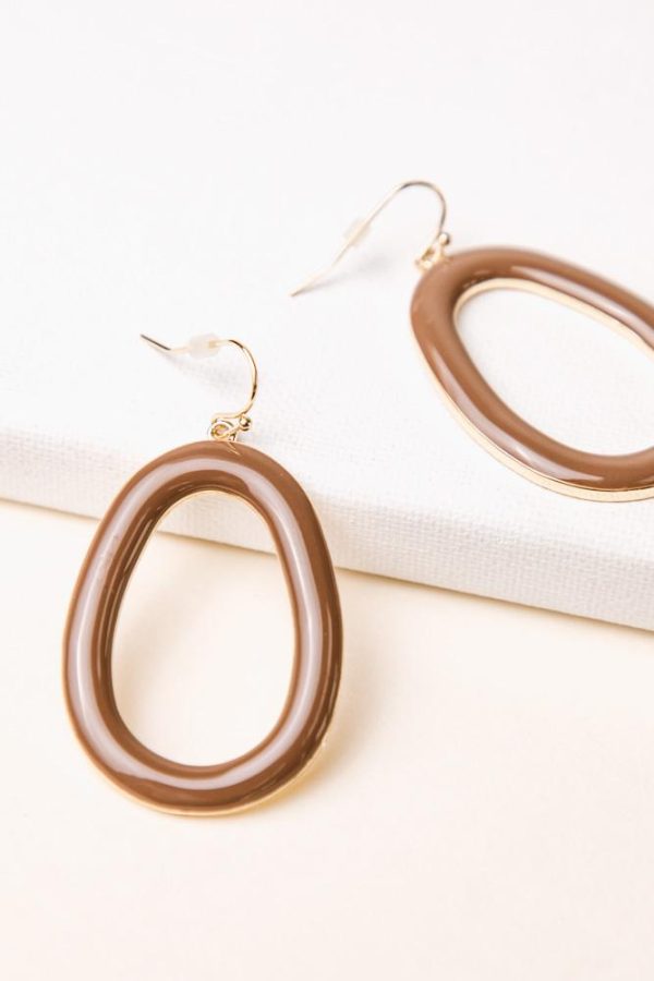 Painted Drop Earrings in Brown Discount