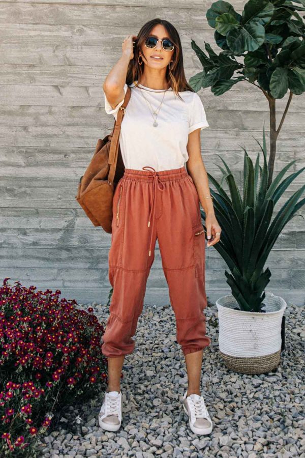 Colorful Collar Stitch Tee in White on Sale