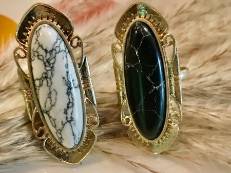 Raquel ring white marble or black marble gem For Discount