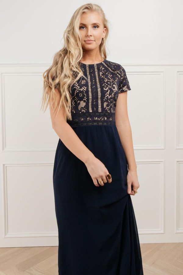 Myla Lace Maxi Dress in Navy For Discount