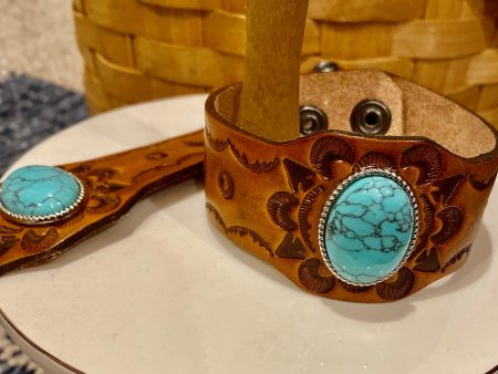 Danny turquoise leather cuff   accessories Online Sale