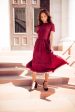 Divine Lace Midi Dress in Burgundy Discount