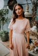 Isabel Lace Maxi Dress in Pink Hot on Sale