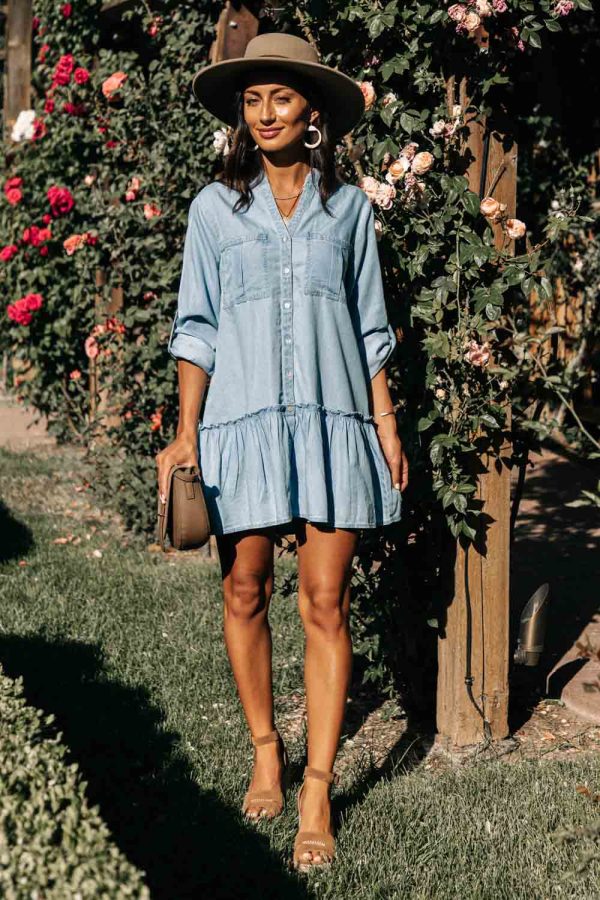 Long Sleeve Denim Dress Discount