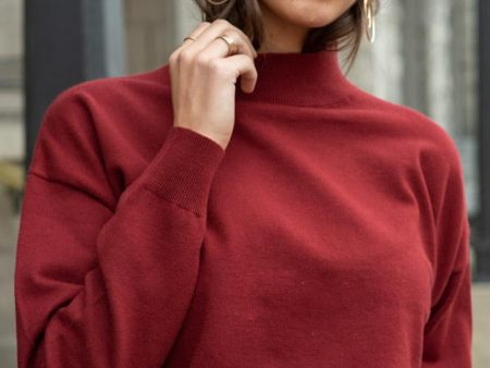 Sonia Mock Neck Sweater in Wine - FINAL SALE Supply