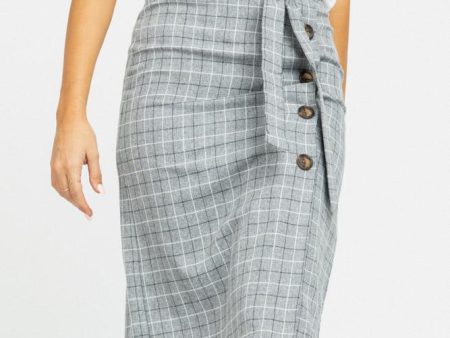 Beverly Plaid Skirt in Grey Online Hot Sale