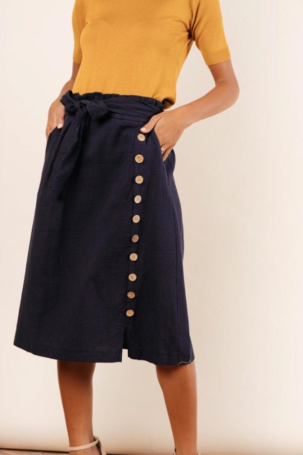 Ginger Midi Skirt in Navy Hot on Sale