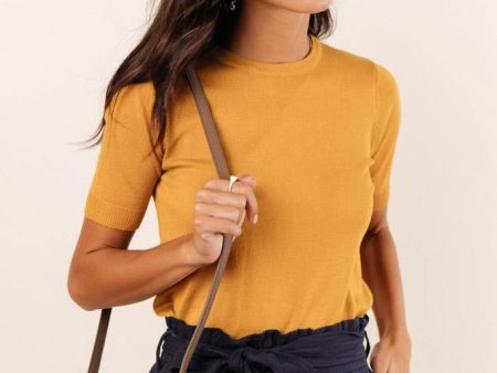 Daily Prep Short Sleeve Sweater in Mustard - FINAL SALE Sale