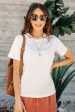 Colorful Collar Stitch Tee in White on Sale