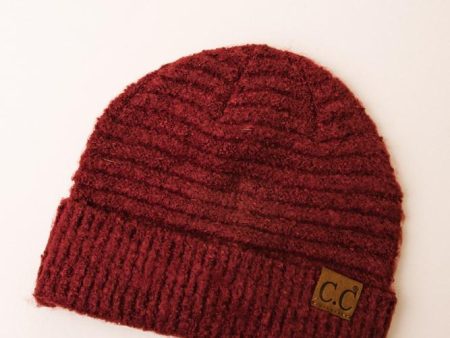 C.C. Ribbed Beanie in Burgundy on Sale