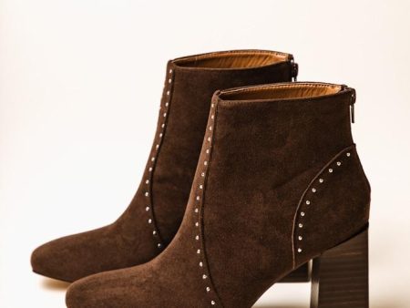 Lindsey Studded Booties in Brown Discount