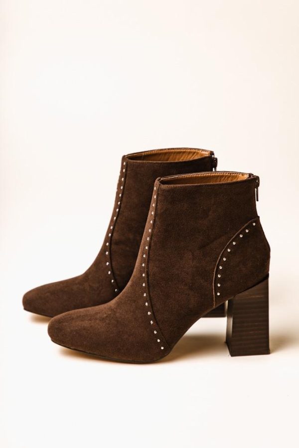 Lindsey Studded Booties in Brown Discount