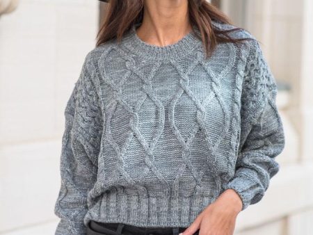 Hannah Cable Knit Sweater in Grey - FINAL SALE For Sale