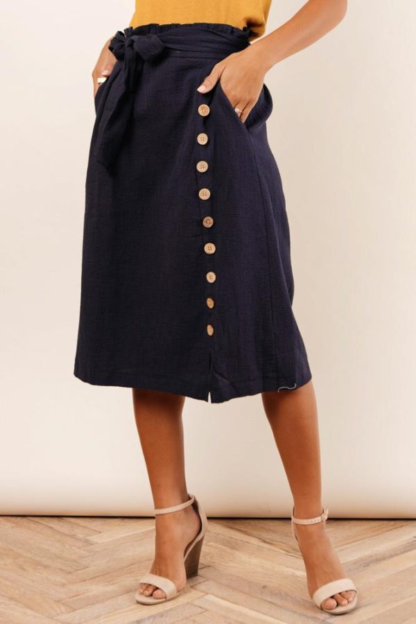 Ginger Midi Skirt in Navy Hot on Sale