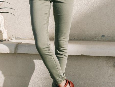 Bohme Cropped Skinny Denim in Olive on Sale