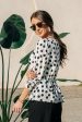 Polka Dot Long Sleeve Peplum Top Hot on Sale