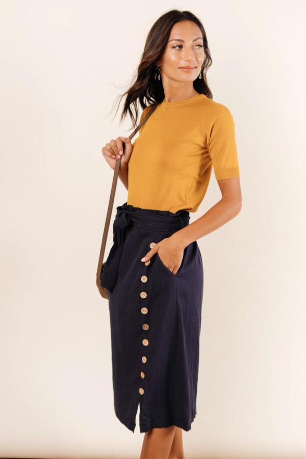 Ginger Midi Skirt in Navy Hot on Sale