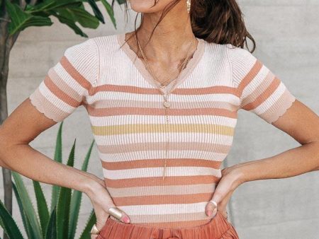 Lisa Striped Sweater in Peach Fashion