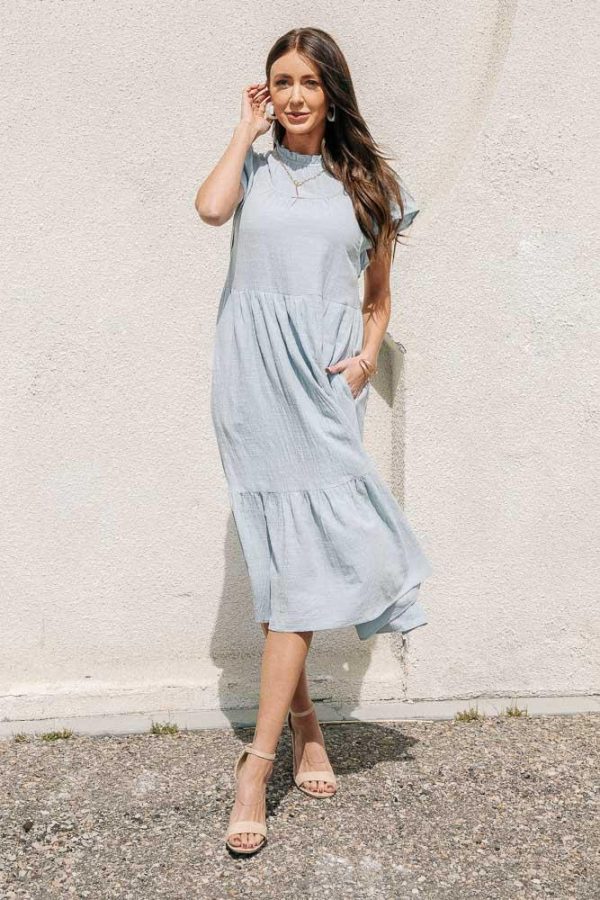 Tiered Midi Dress with Ruffle Detail Supply