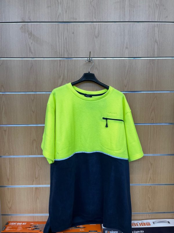 Betacraft HI VIZ LIME AND NAVY fleece tee Discount