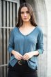 Waffle Knit Top in Teal Online Sale