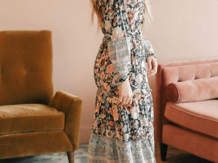 Arielle Floral Maxi Dress in Blue Cheap