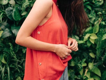 Effortless Halter Top in Coral Online Sale