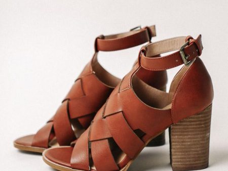 Alma Woven Heels in Cognac For Cheap