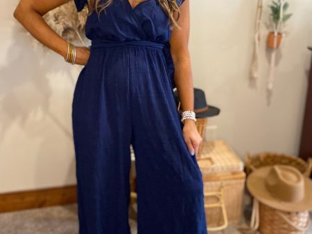 Navy linen jumpsuit  jumpsuits Supply