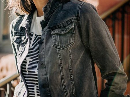 To The Bone Black Denim Jacket For Cheap