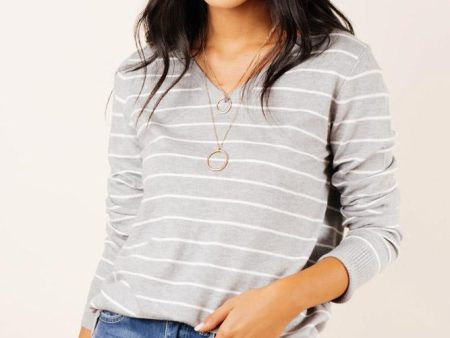 Jordyn Striped Sweater in Grey - FINAL SALE Sale