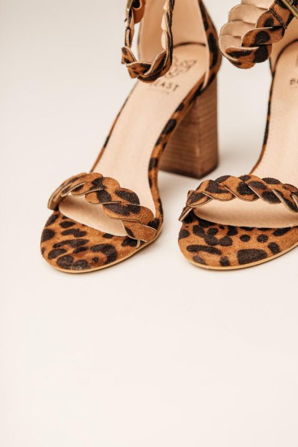 Alisa Braided Heels in Leopard Print on Sale