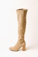 Faye Knee High Boots in Khaki Cheap