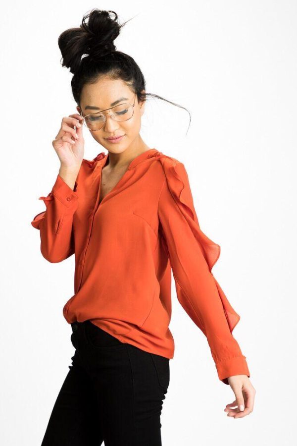 Keep It Ruffle Sleeve Button Up Top Sale