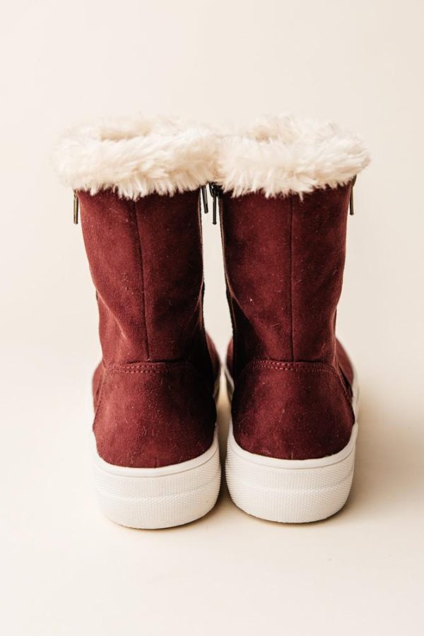 MIA Merion Fur Sneakers in Burgundy-FINAL SALE Supply