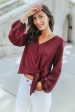 Brita Wrap Blouse in Burgundy - FINAL SALE Hot on Sale