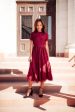 Divine Lace Midi Dress in Burgundy Discount