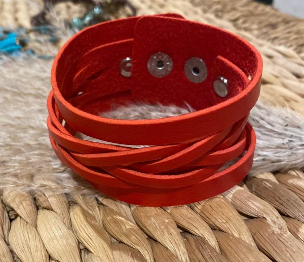 Leather braided cuff For Cheap