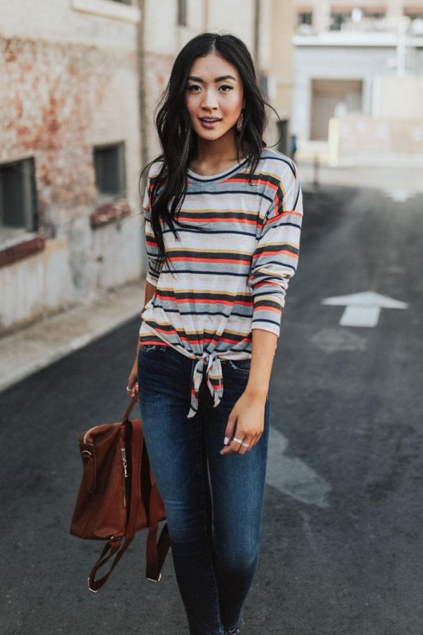 Kalon Long Sleeve Striped Top Online