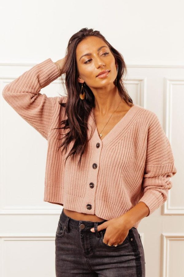 Raven Cropped Cardigan in Pink Online now