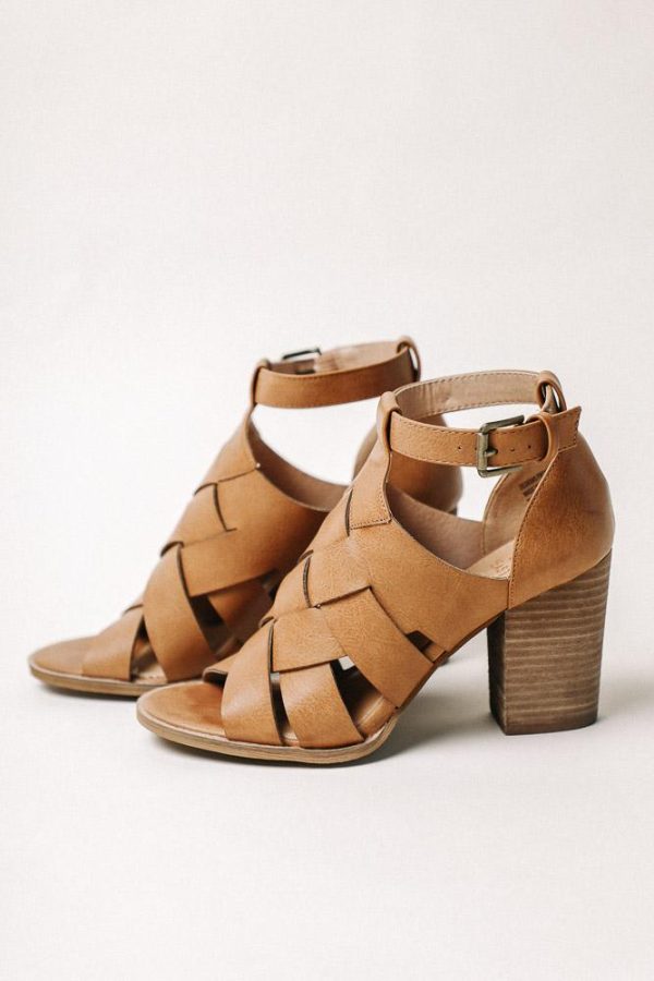 Alma Woven Heels in Camel Fashion